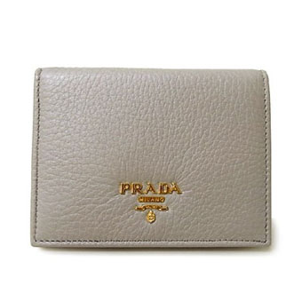 PRADA プラダ 二つ折り財布 コピー 1M0204  CERVO 牡鹿革 POMICE グレーベージュ